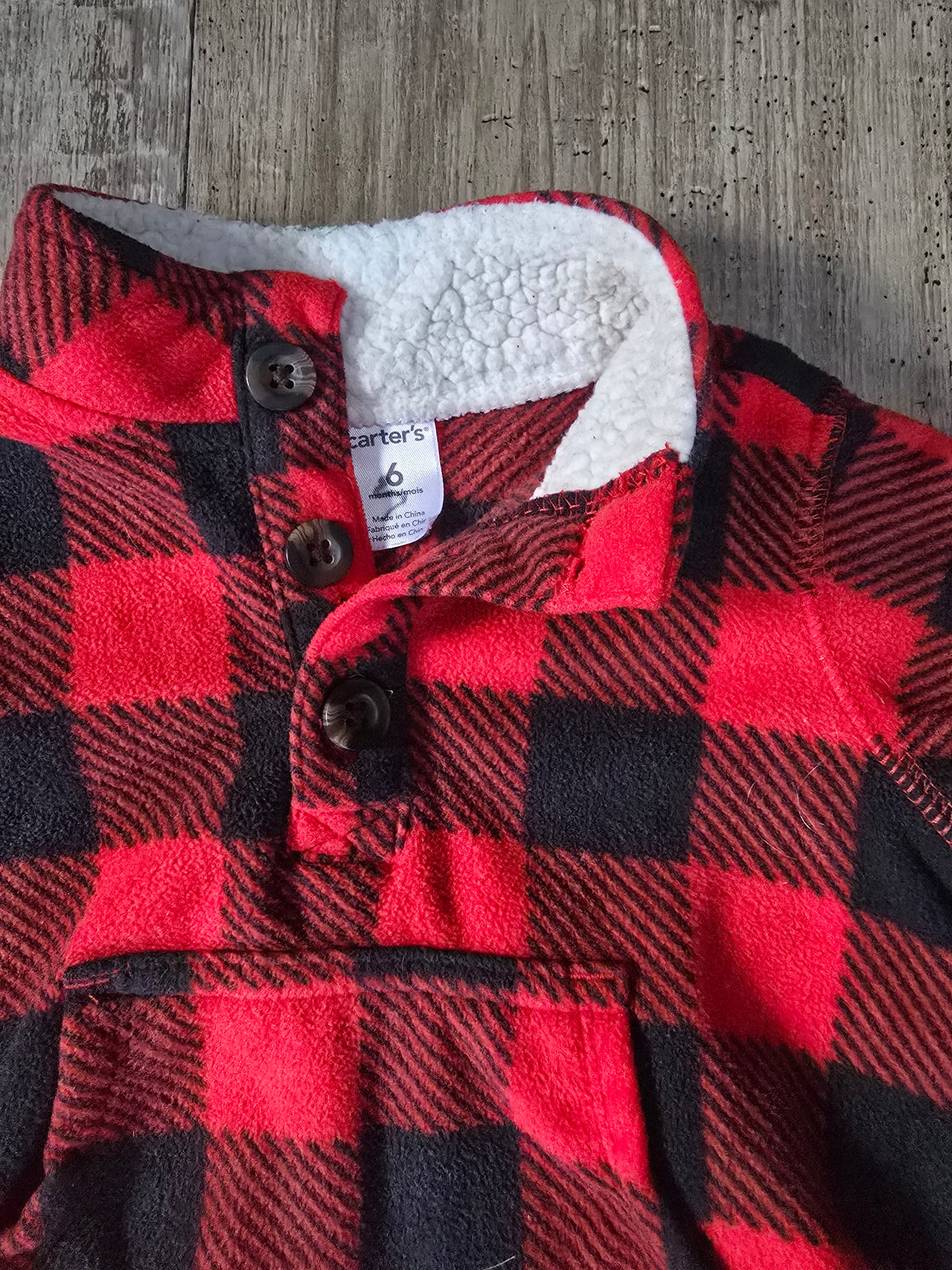 Carter's Boys Plaid Fleece Sweatshirt - 6M