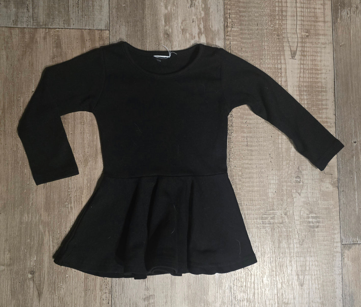 Girls Black Long-Sleeve Fit-and-Flare Dress – 18/24M