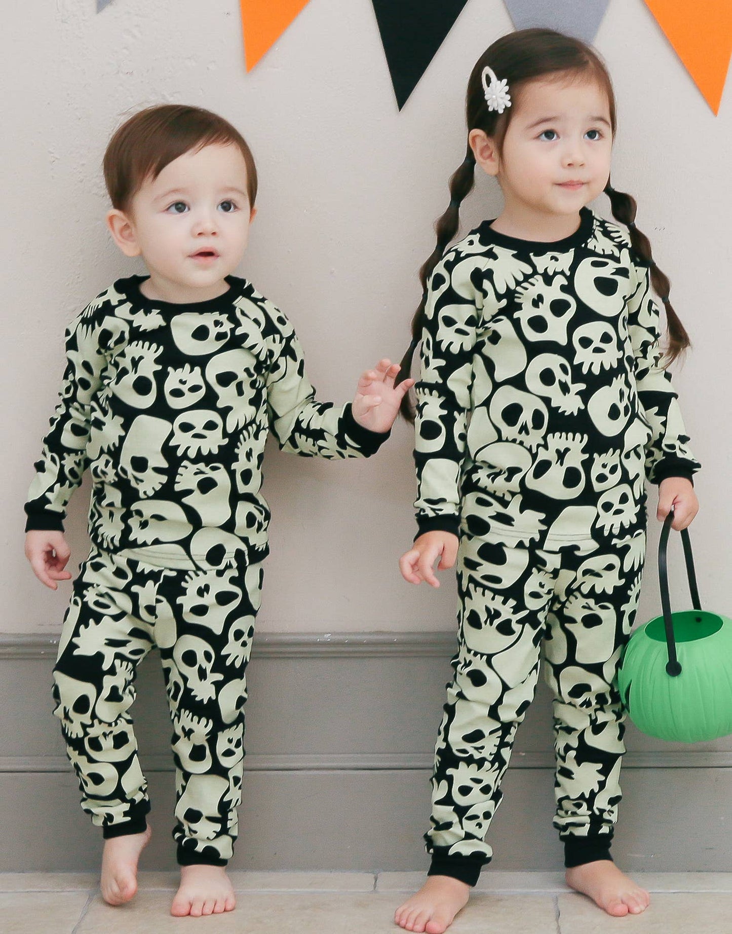 Skull Boom Halloween Cotton Long Sleeve PJs-C