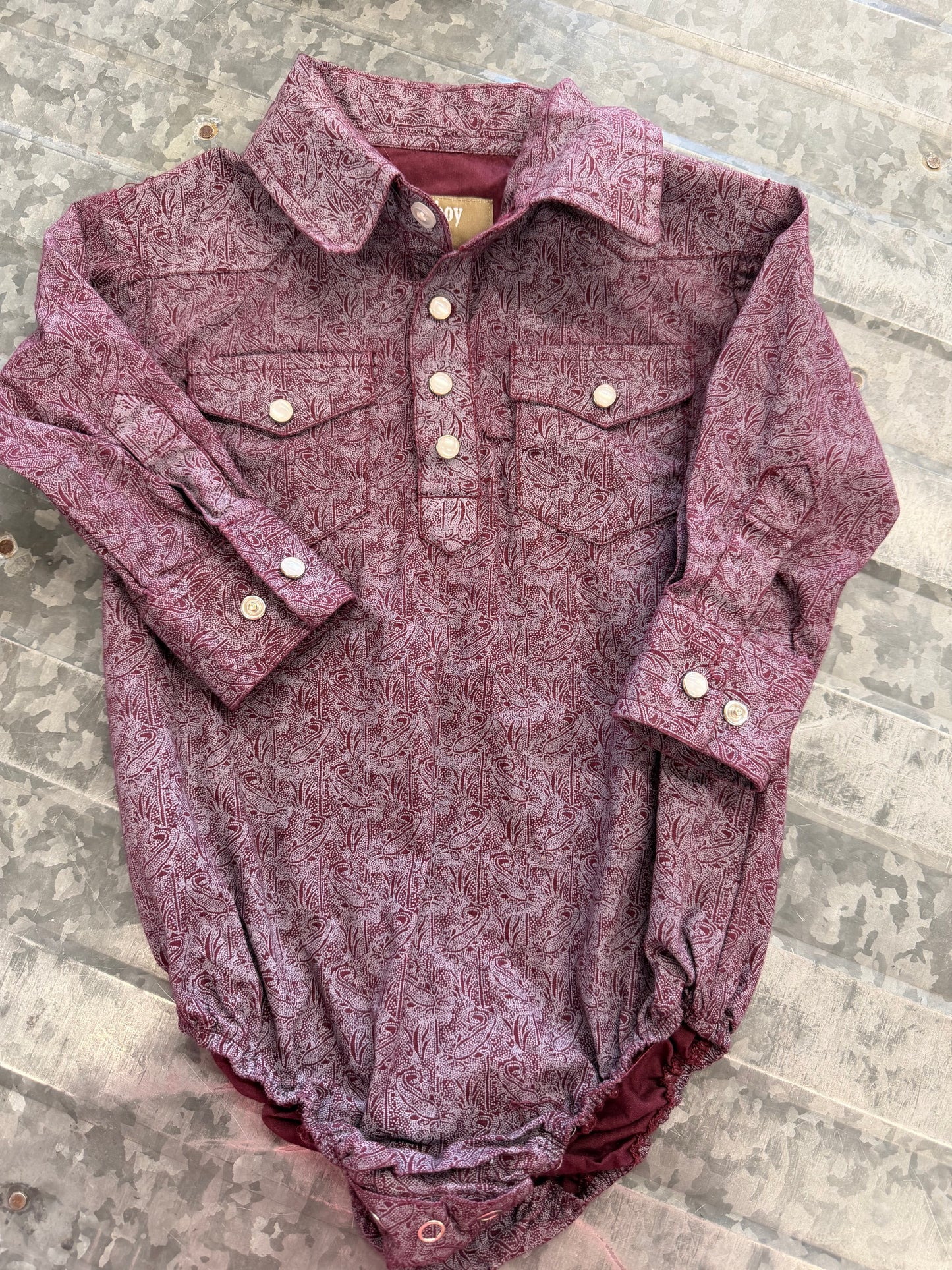 Cowboy Legend Maroon Button Up - 18M
