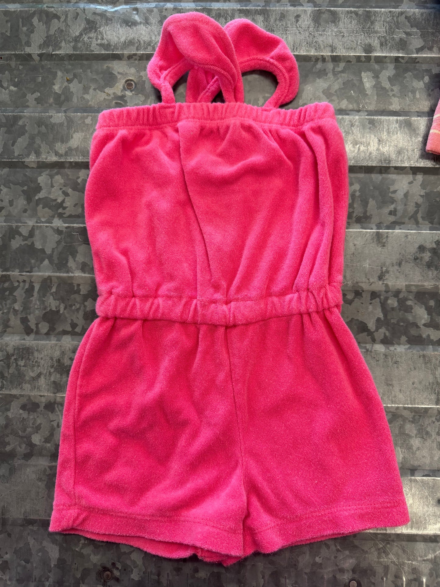 Carter Pink Towel Romper - 12M