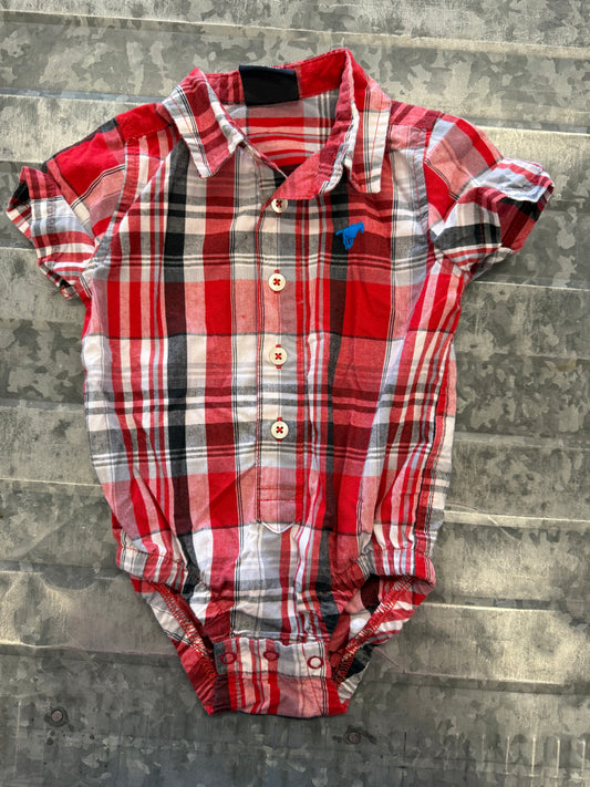 Wrangler Button Red Onesie - 6/9M
