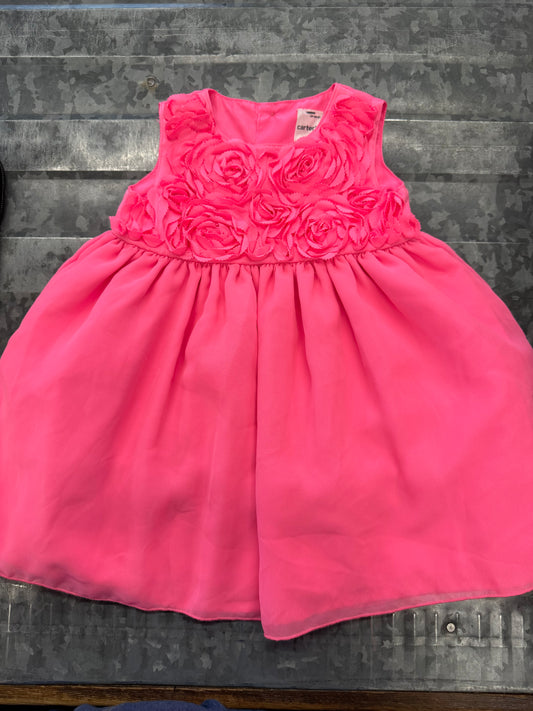 Carter Neon Pink Rose Dress - 6M