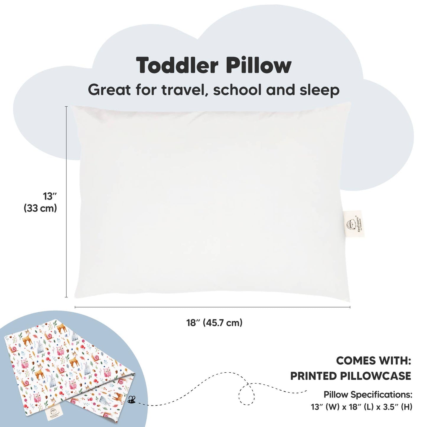 Toddler Pillow With Case - Forestland