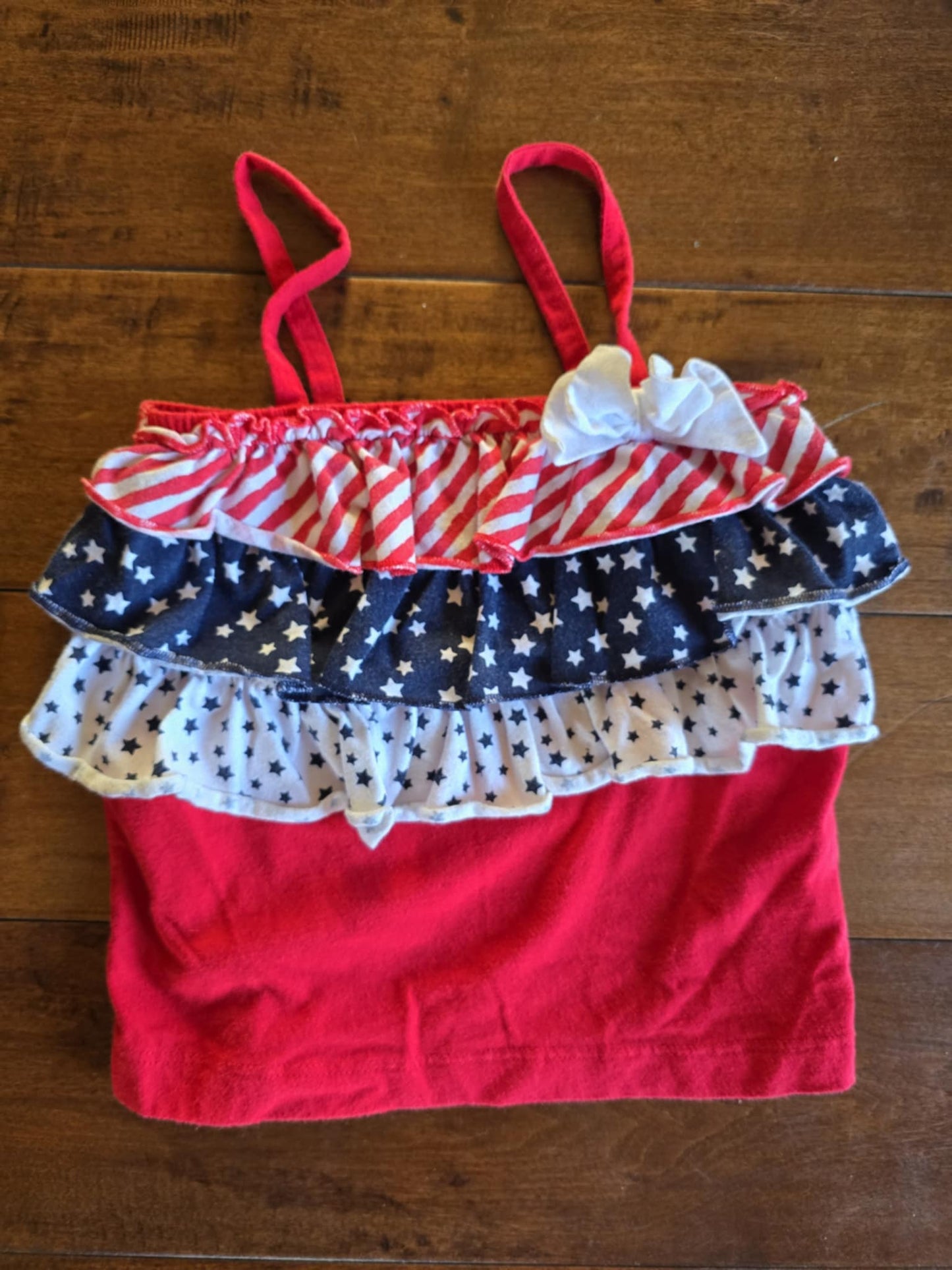 Celebrate Patriotic Tank W/ White Bow-3T