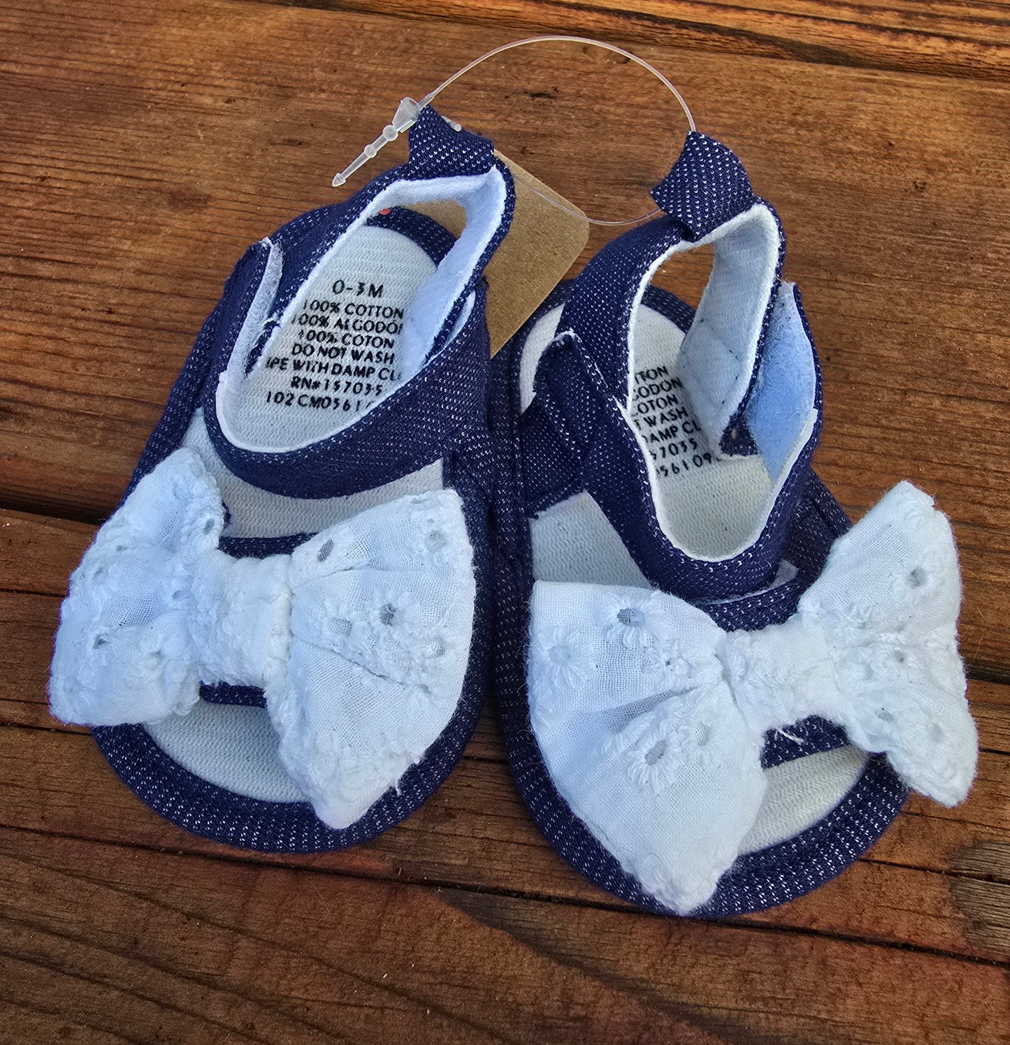 Denim and Eyelet Sandals-0INF