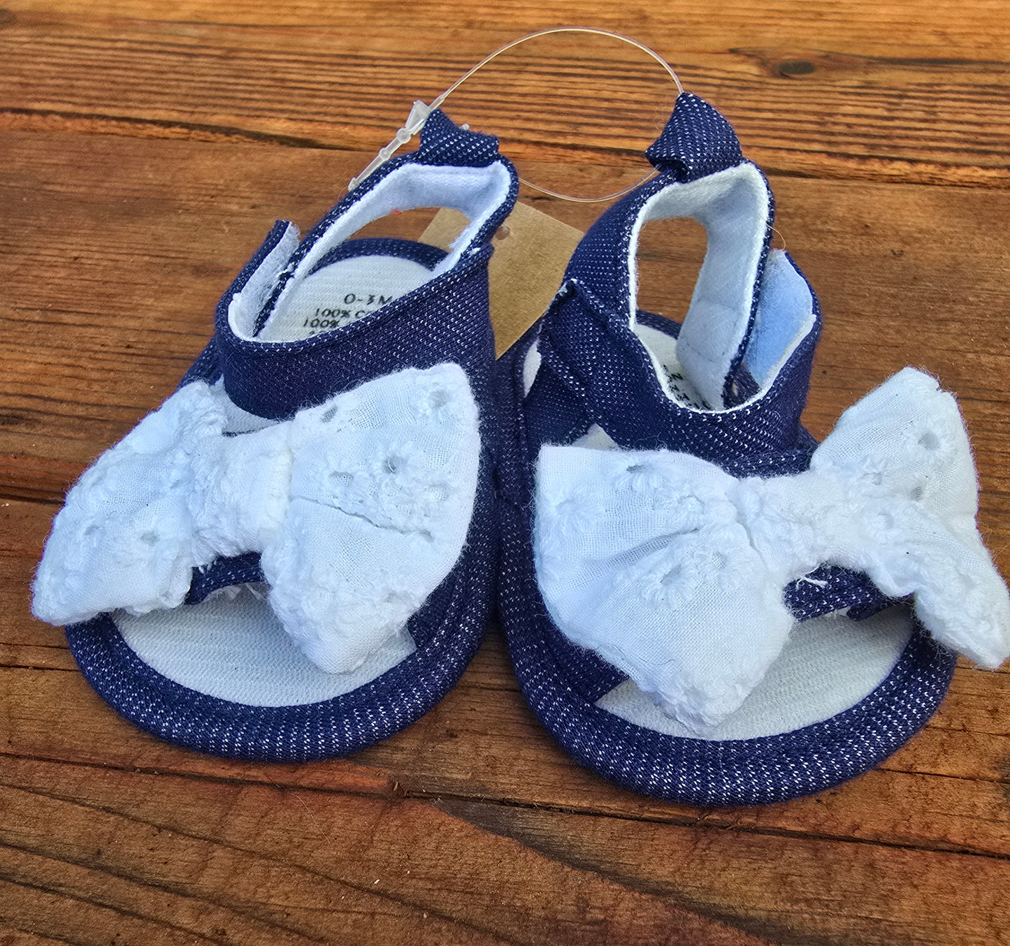 Denim and Eyelet Sandals-0INF