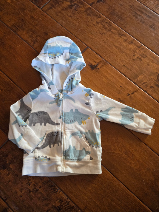 Carter's Dino Zip Up Hoodie Sweatshirt-3M