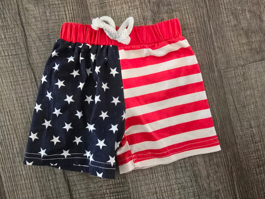 American Flag Pull-On Shorts-6/9M