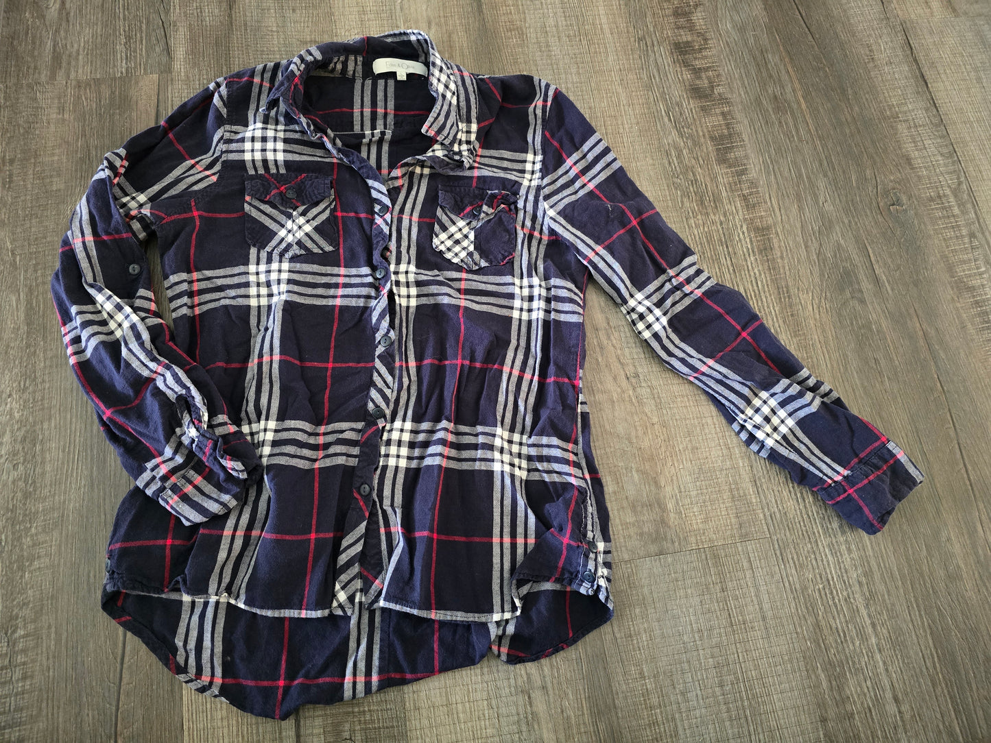 Eden&Olivia Button down Blue Plaid Shirt-12+