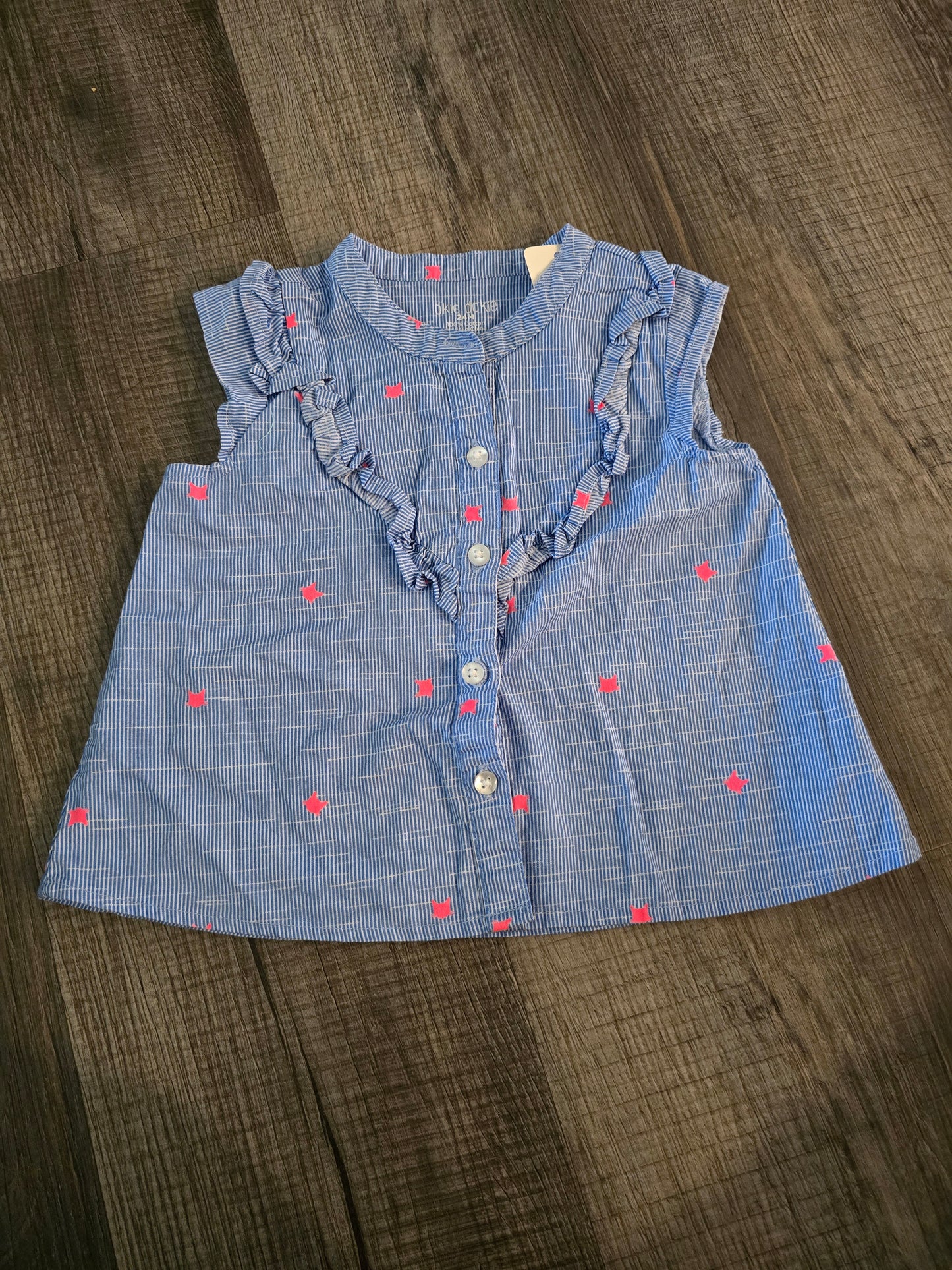 Okie Dokie Blue Button Down Tank-24M