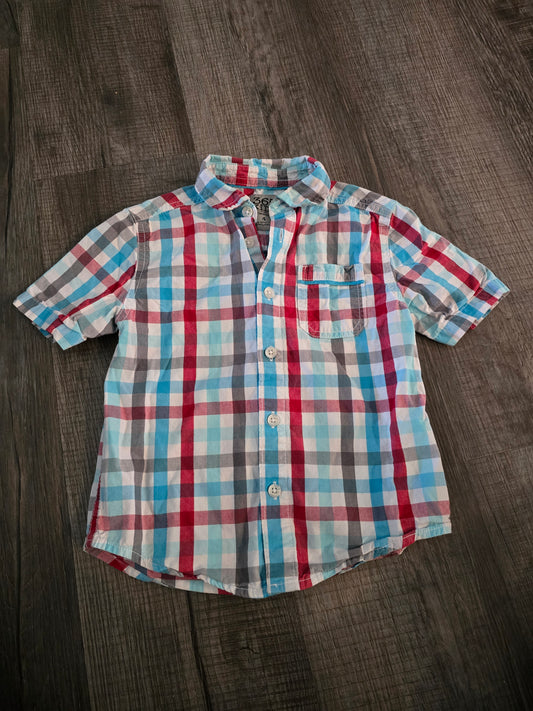 365 Kids Patriotic Plaid Button Down Shirt-4T