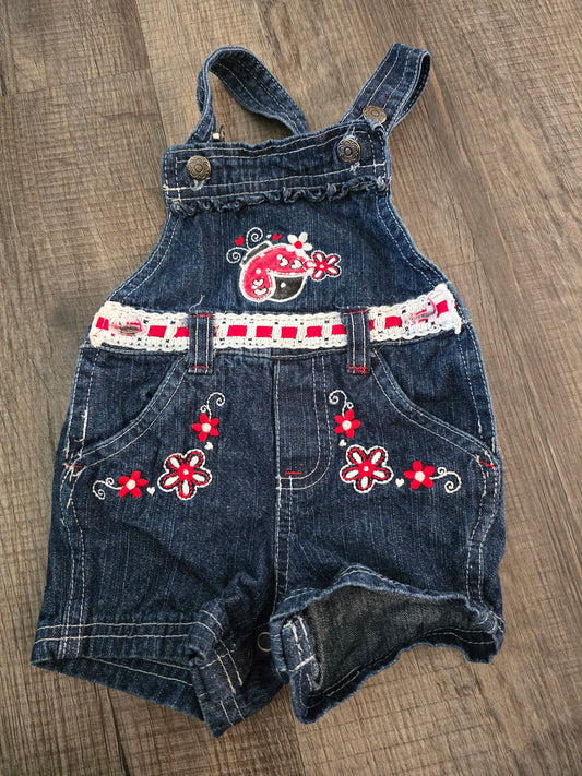 Lady Bug Bib Overall Shorts-12M