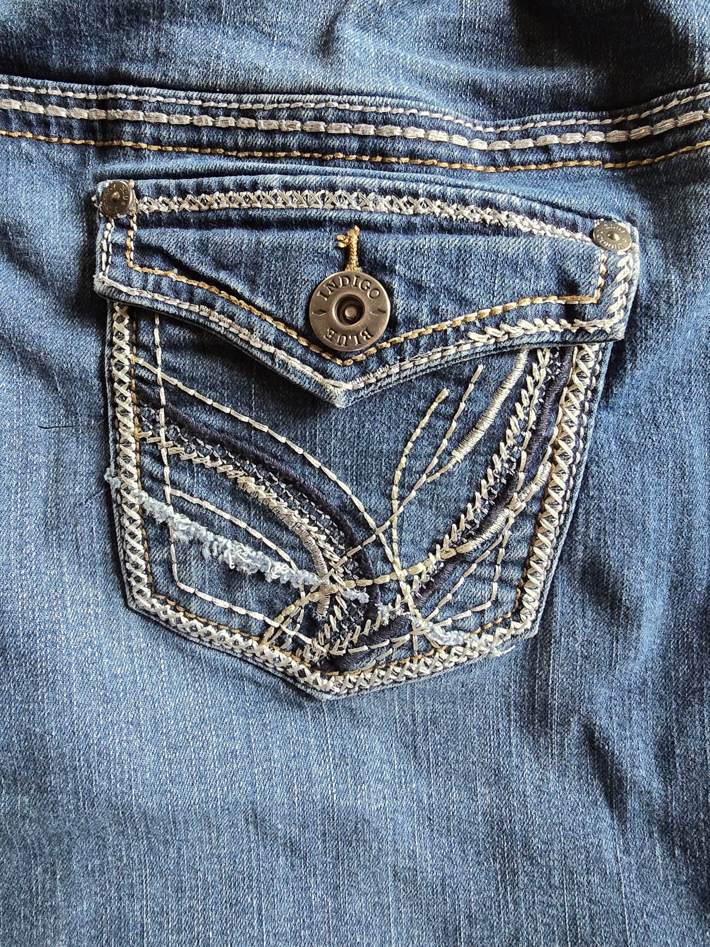 Indigo Blue Stretch Ankle Maternity Jeans-XL