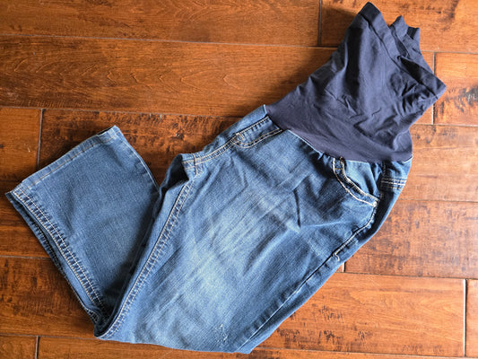 Indigo Blue Stretch Ankle Maternity Jeans-XL
