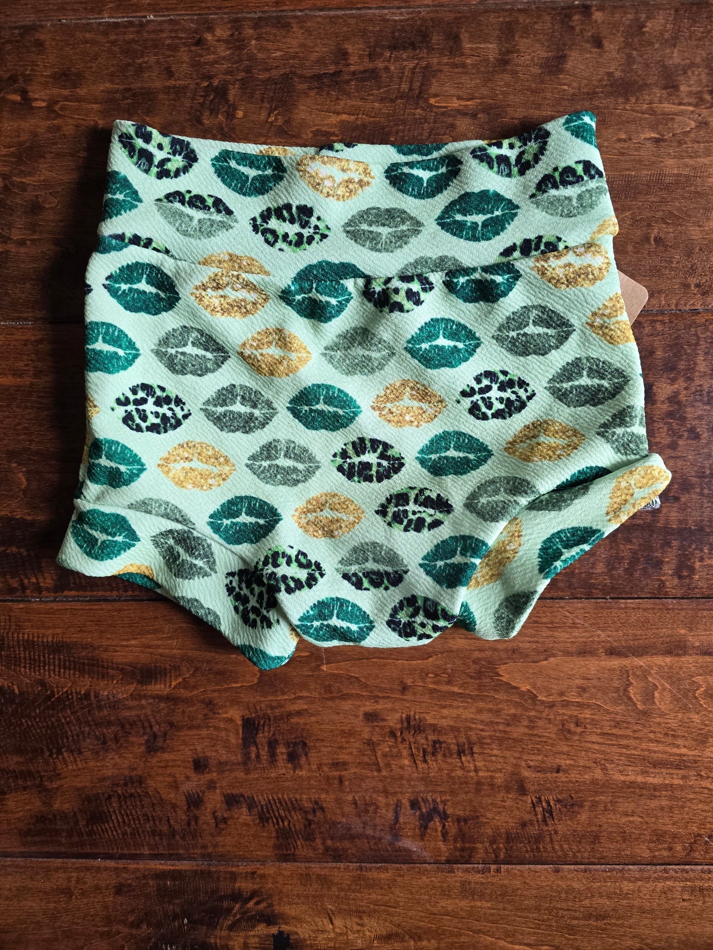 Green Lipstick Print Bloomers-12M