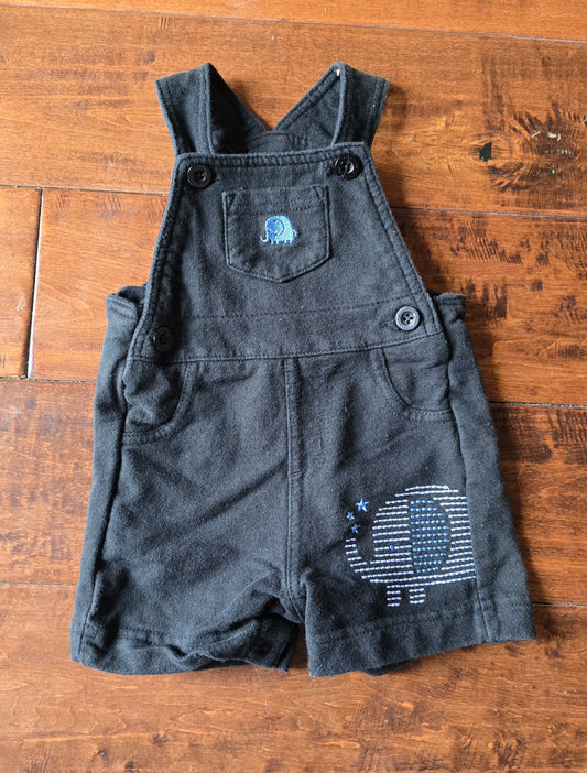 Black Elephant Cotton Overalls-6M