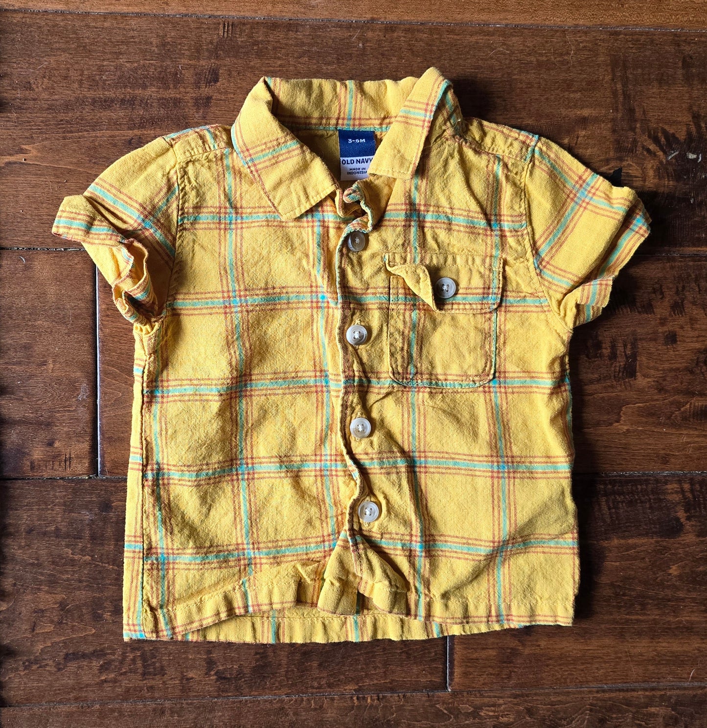 Old Navy Yellow Button Down T-Shirt-3/6M
