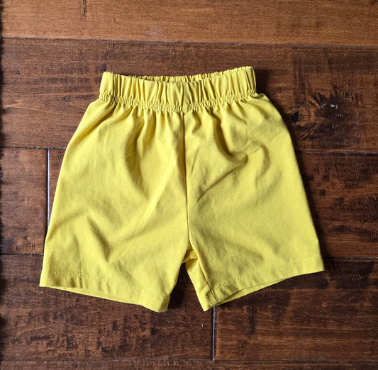 Mustard yellow Pull On Shorts-6/12M