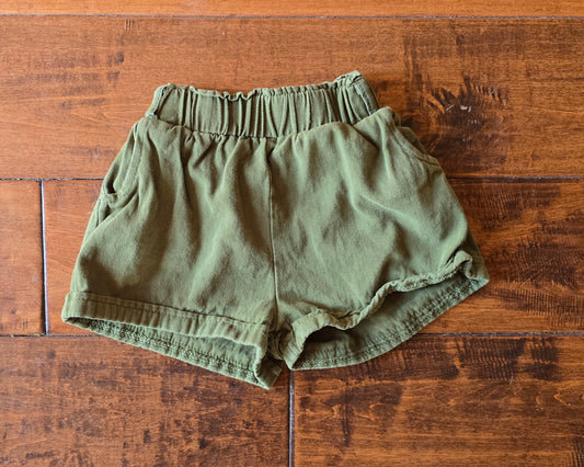 Forest Green Cotton Pull On Shorts-4T