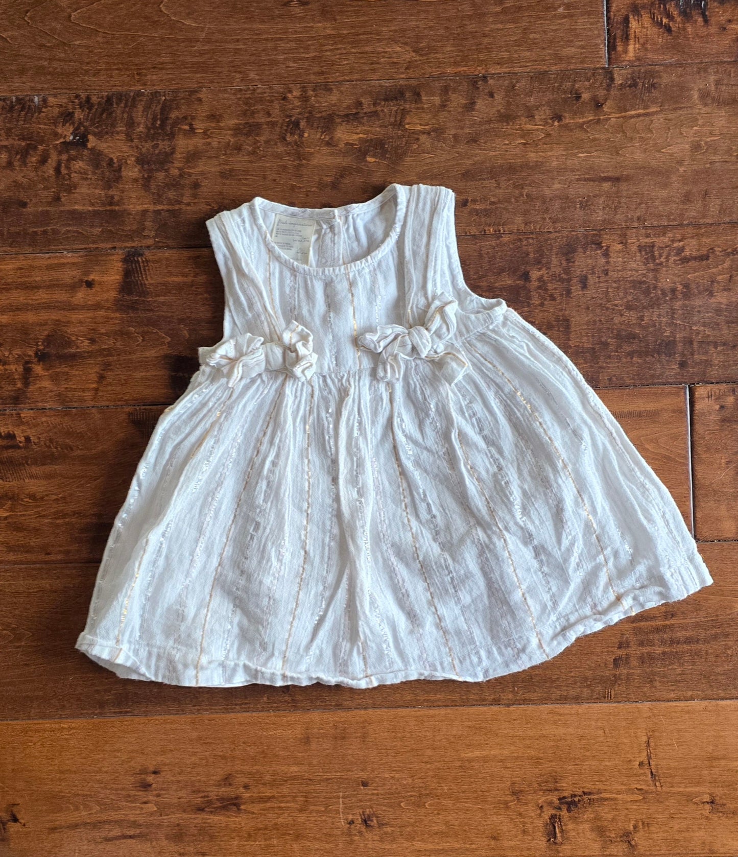 First Impressions Gold Stripe Dress-12M
