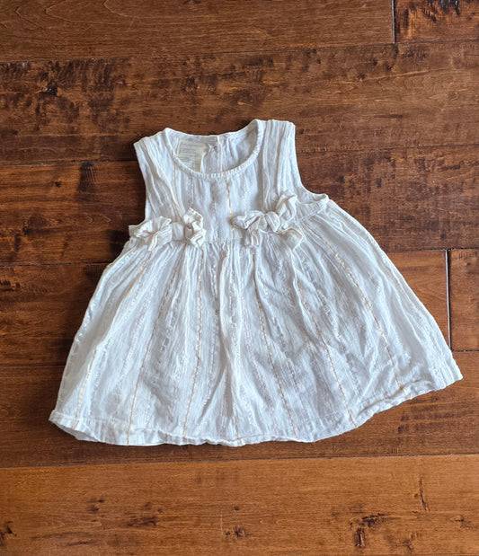 First Impressions Gold Stripe Dress-12M