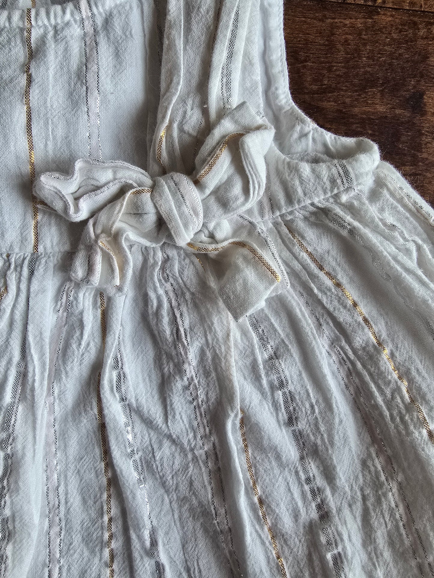 First Impressions Gold Stripe Dress-12M