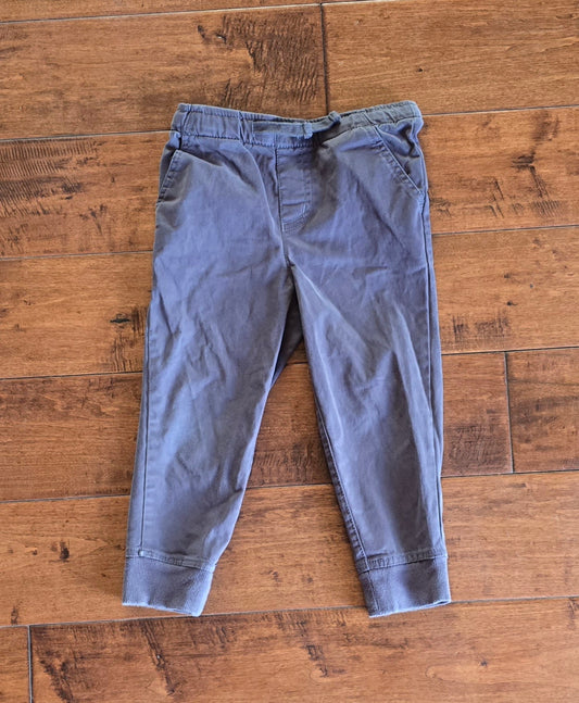 Cream Blue Skinny Poplin Pull On Pants-3T