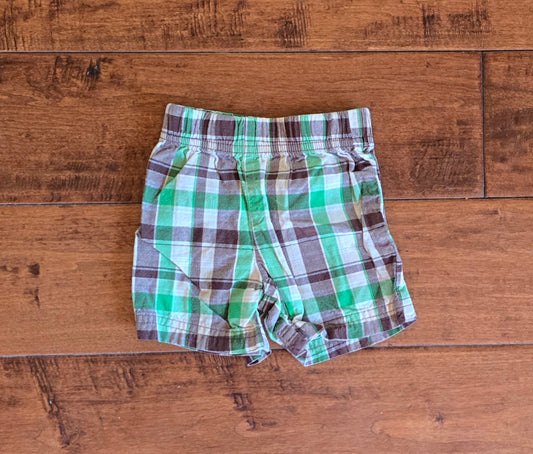 Carter's Boy Plaid Pull On Shorts-6M