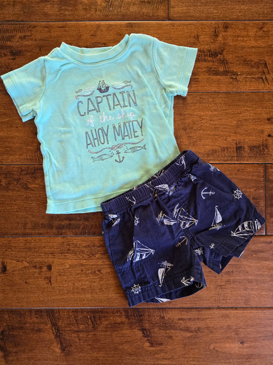 Carter's Boy Captian Shirt and Short Set-9M