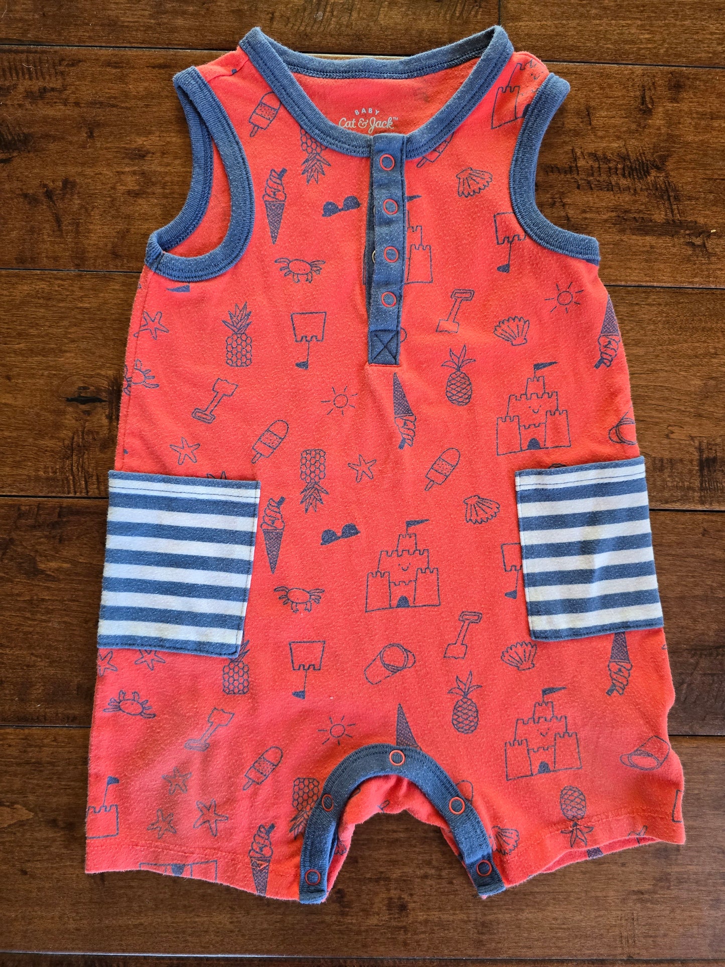 Cat&Jack Boys Beach Tank Romper-12M