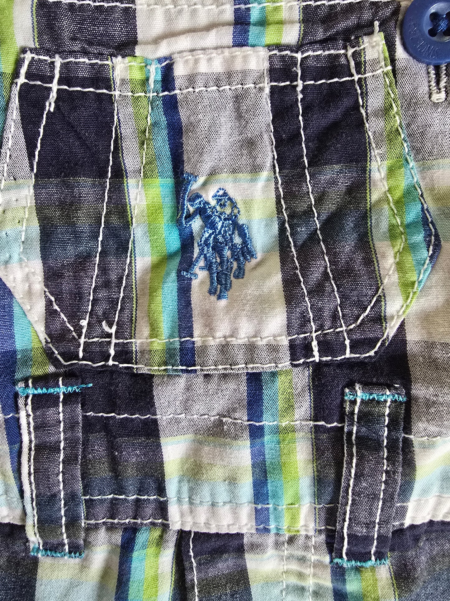 U.S. Polo Assn. Boys Plaid Overalls-6/9M