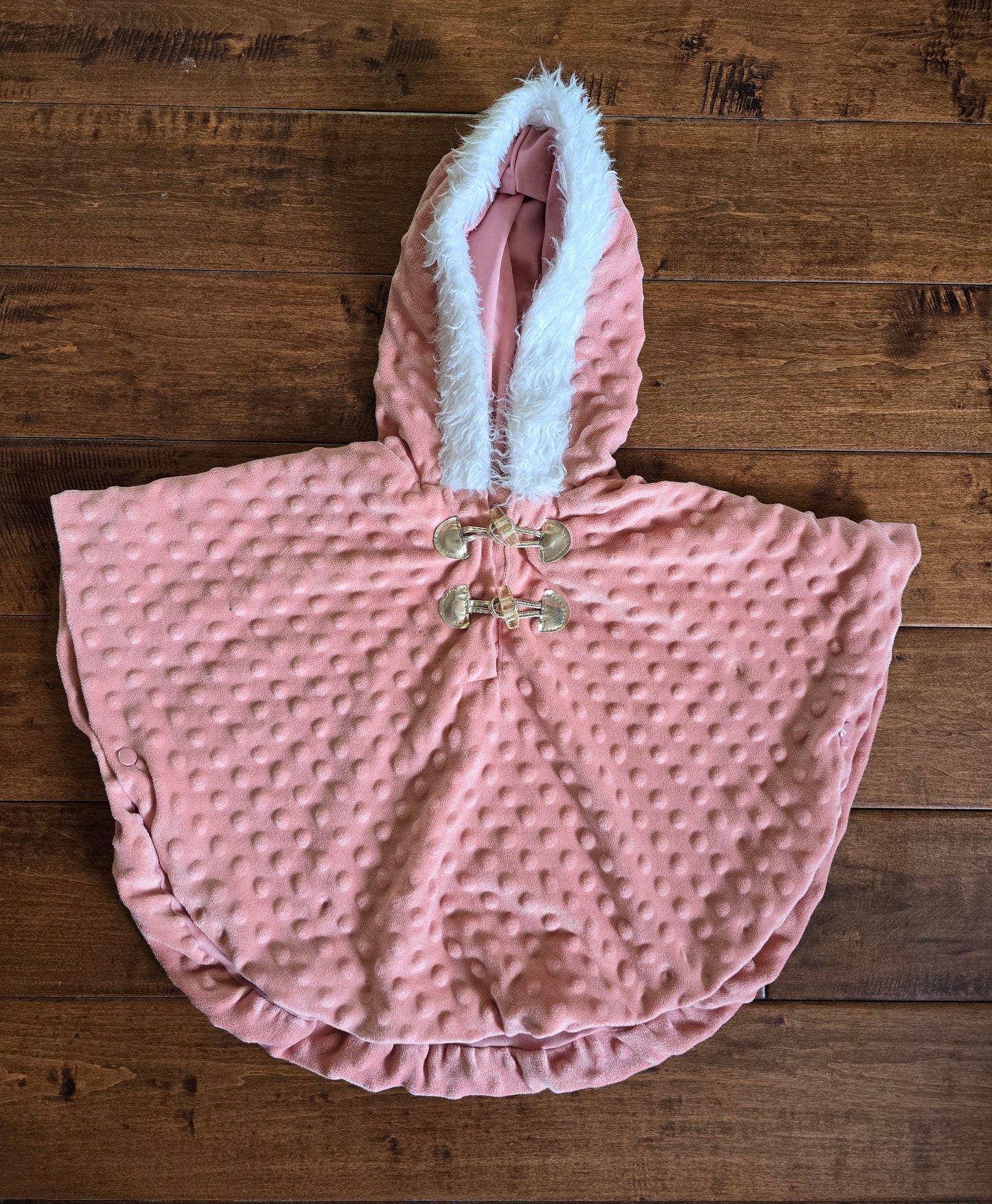 Little Lass Girls Faux Fur Poncho-4T