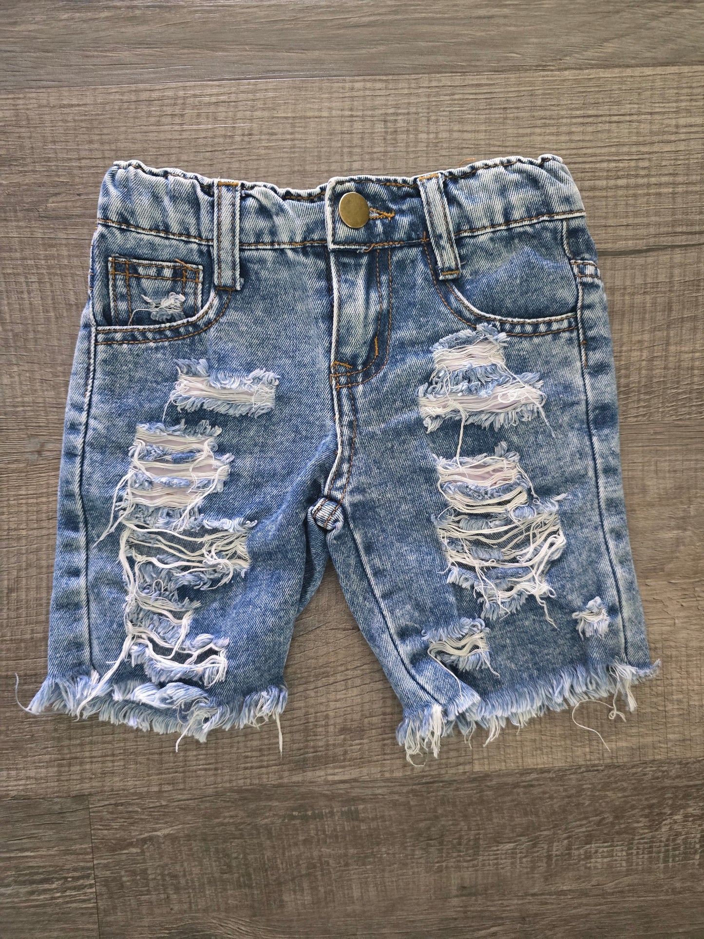 Girls Ripped Cut Off Shorts-4T