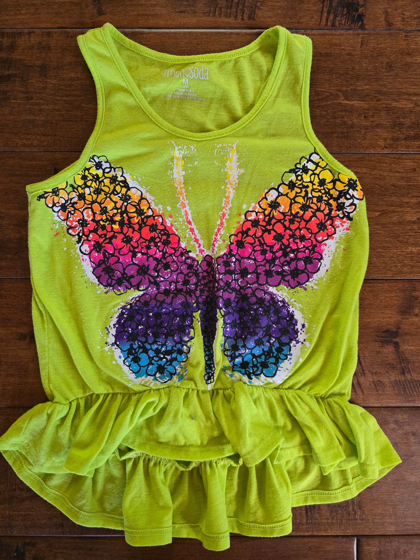 Green Soda Girls Butterfly Tank-7/8