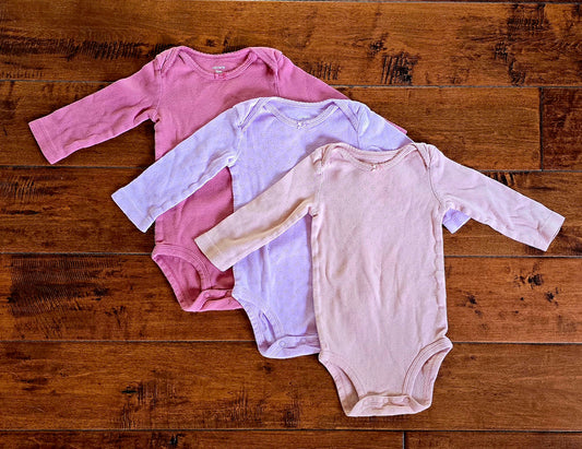 Carter's Girls 3-Pack Long-Sleeve Original Bodysuits-9M