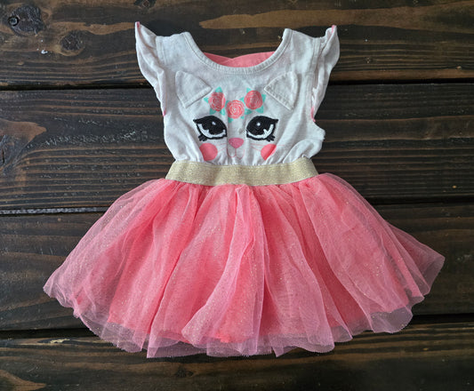 Little Lass Girls Cat Dress-3/6M