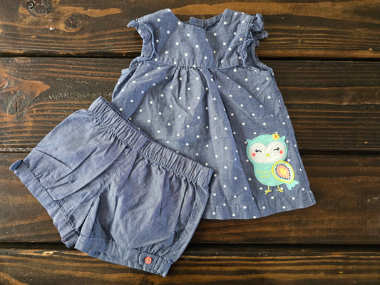 Just One You Girls Owl Blouse Set-6M