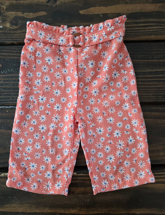 Girls Floral High Waisted Wide-leg Pants-12M