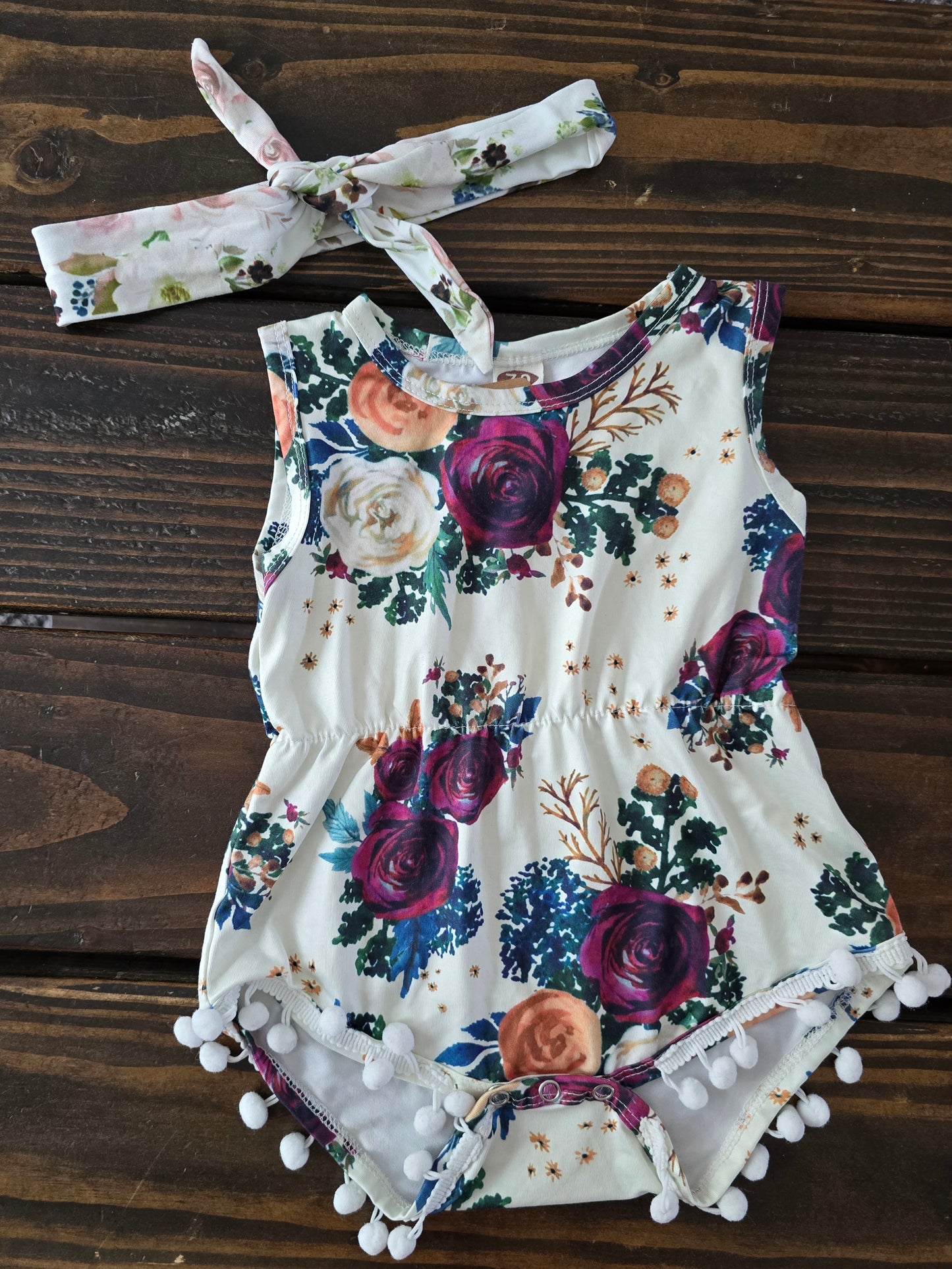 Girls Floral Boho Baby Romper-3/6M