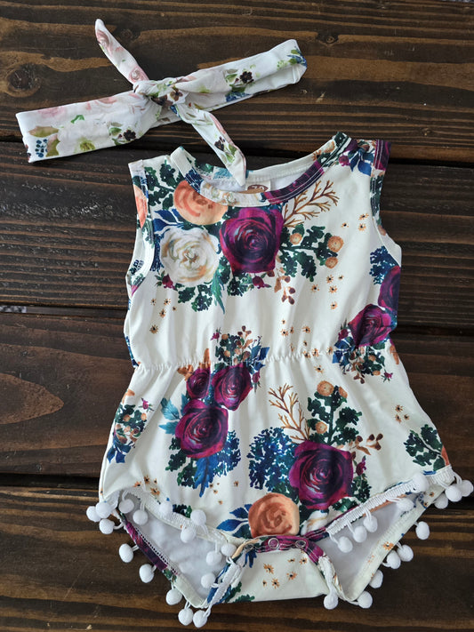 Girls Floral Boho Baby Romper-3/6M