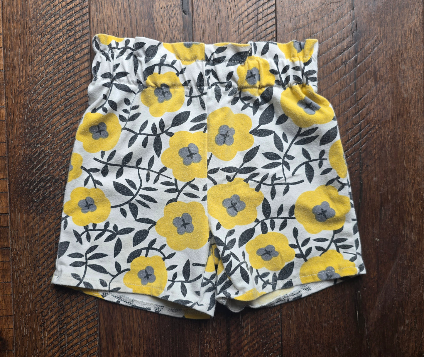 Girls Floral High-Waisted Cotton Pull On Shorts-18/24M