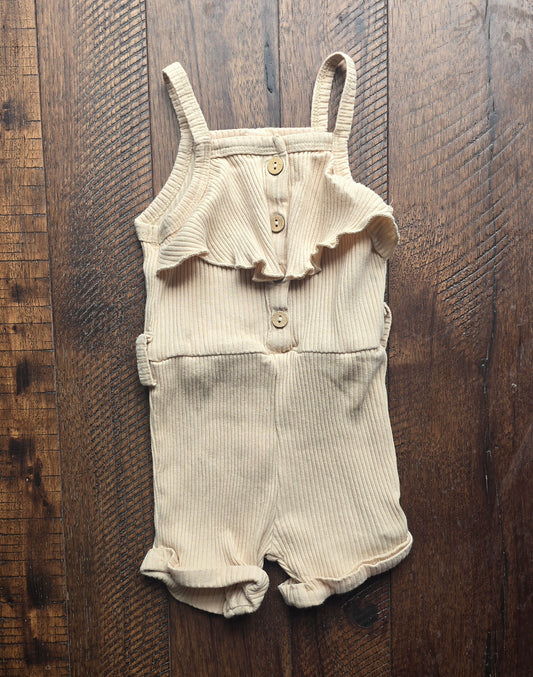 Girls Beige Sleeveless Romper-12M/2T