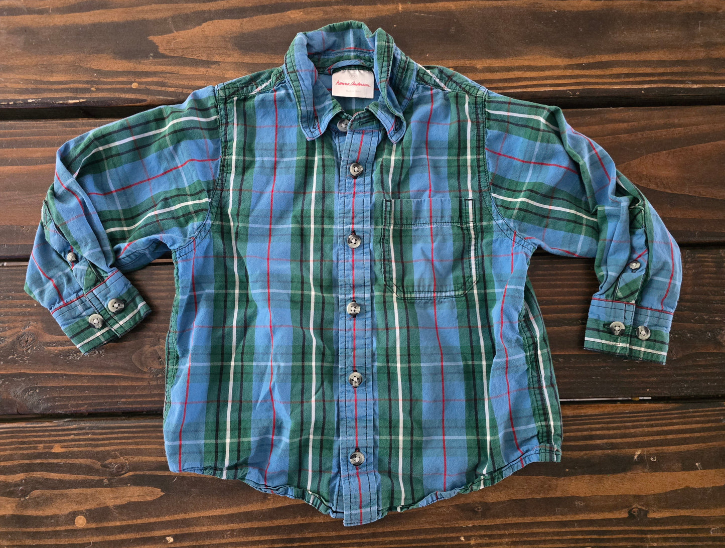 Hanna Andersson Boys Plaid Button Down Shirt-2/3T