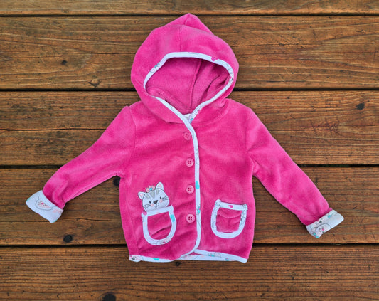 Little Beginnings Girls Button Down Sweatshirt-3/6M