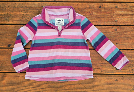 OshKosh Girls Pull Over 1/4 Zip Sweatshirt-3T