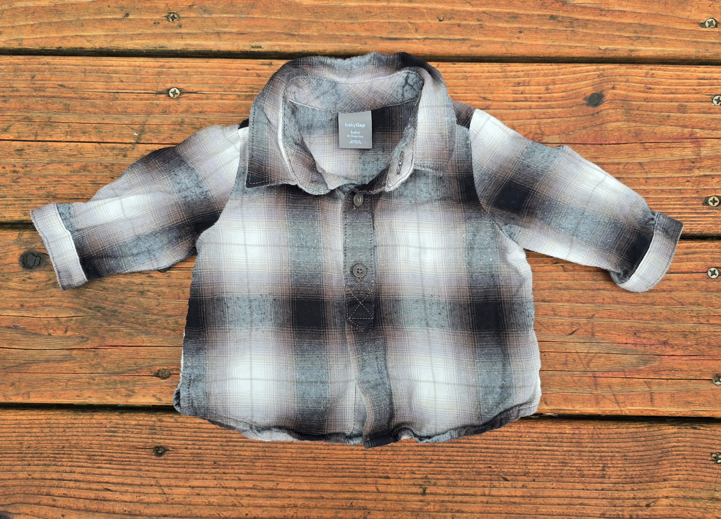 Gap Boys Plaid Button Down Shirt-0/3M
