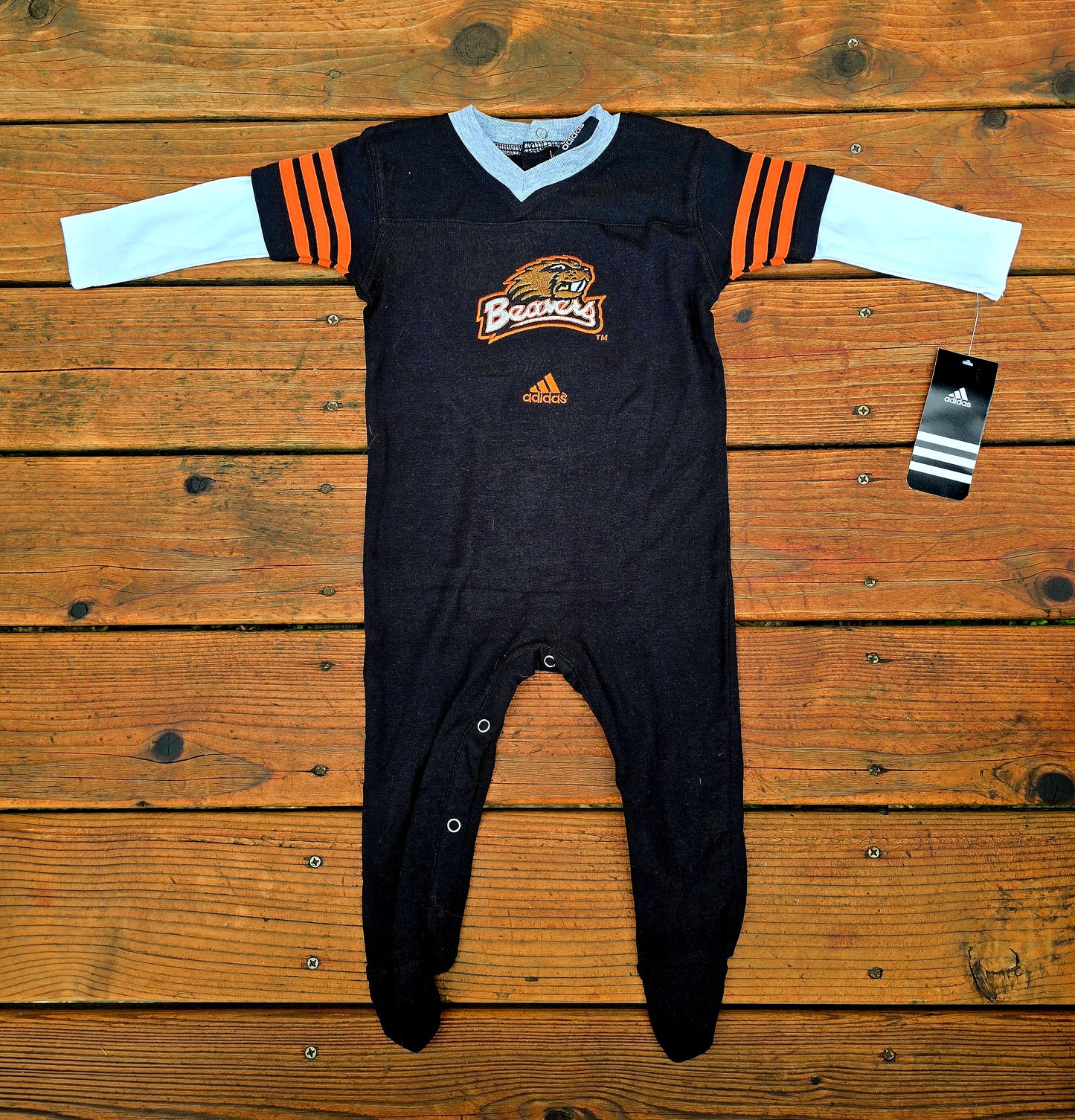 NWT Adidas Boys Long Sleeve Bodysuit-6/9M