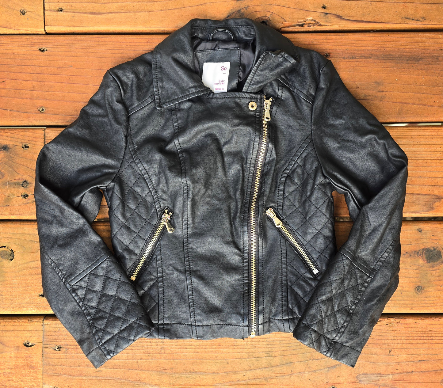 SO Girls Black Leather Jacket-6