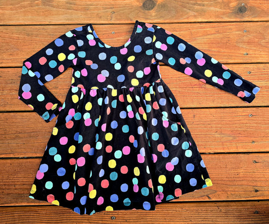 Hanna Andersson Girls Polka Dot Long Sleeve Dress-4T